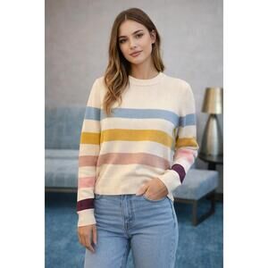 NEW KLD. SIGNATURE striped crew sweater in cream